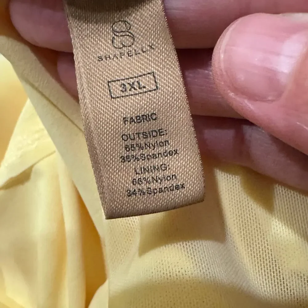 Shapellx Smart Sculpt One-Piece Swimsuit 3XL Yellow Ruched Tummy Control NWT